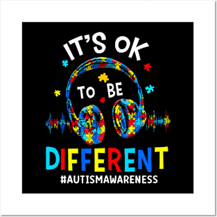 It'S Ok To Be Different Cool Autism Awareness Gamer Men Kids Posters and Art